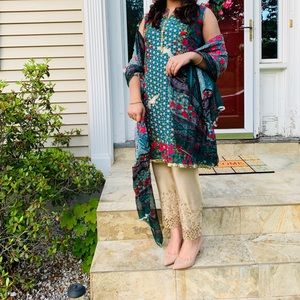 pakistani dress in beautiful colors and embroidery